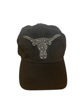 Black Rhinestone Longhorn Baseball Cap - Women EUC